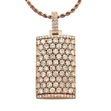 Diamond Dog Tag Pendant 14k Yellow Gold 8.50 Ctw